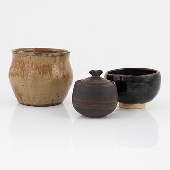 Three glazed stoneware bowls, Japan, 20th century.