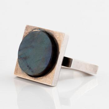 Bent Gabrielsen, Georg Jensen, ring, silver with labradorite disc, Denmark 1960's.