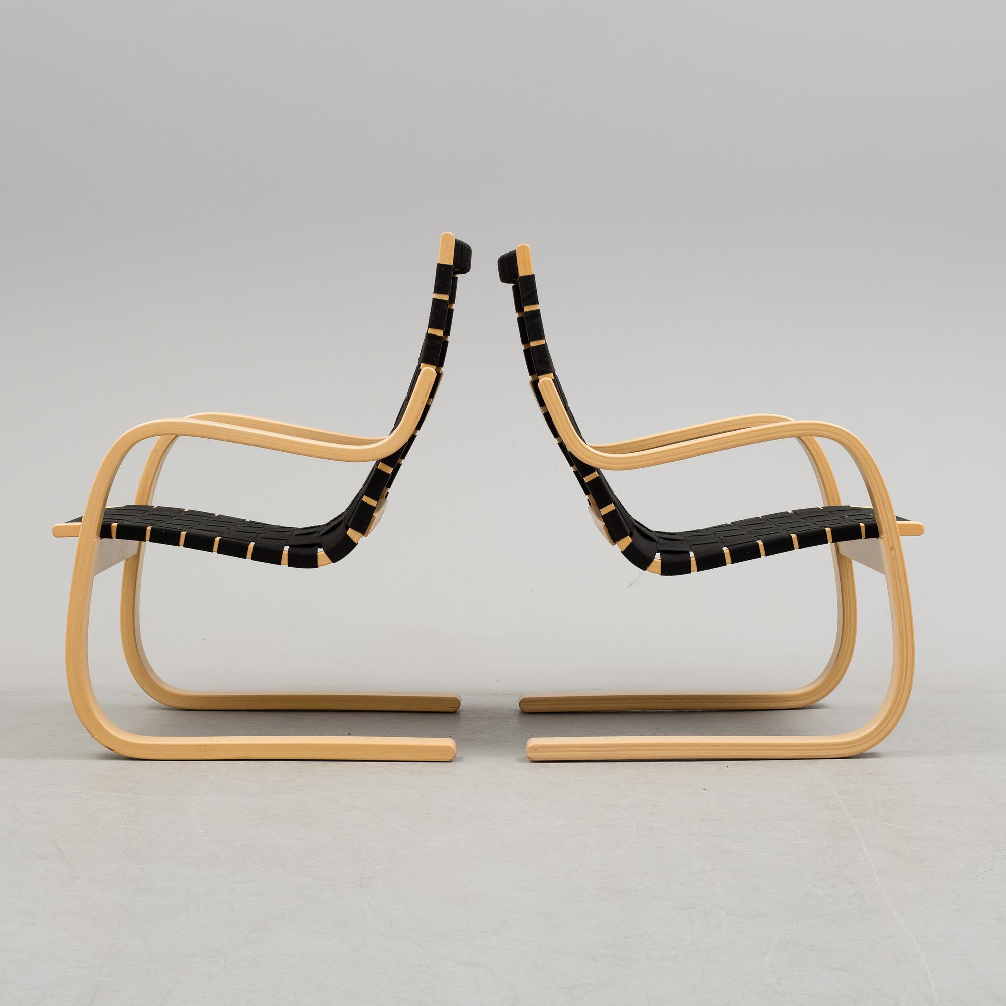 ALVAR AALTO, fåtöljer, ett par, modell 406.