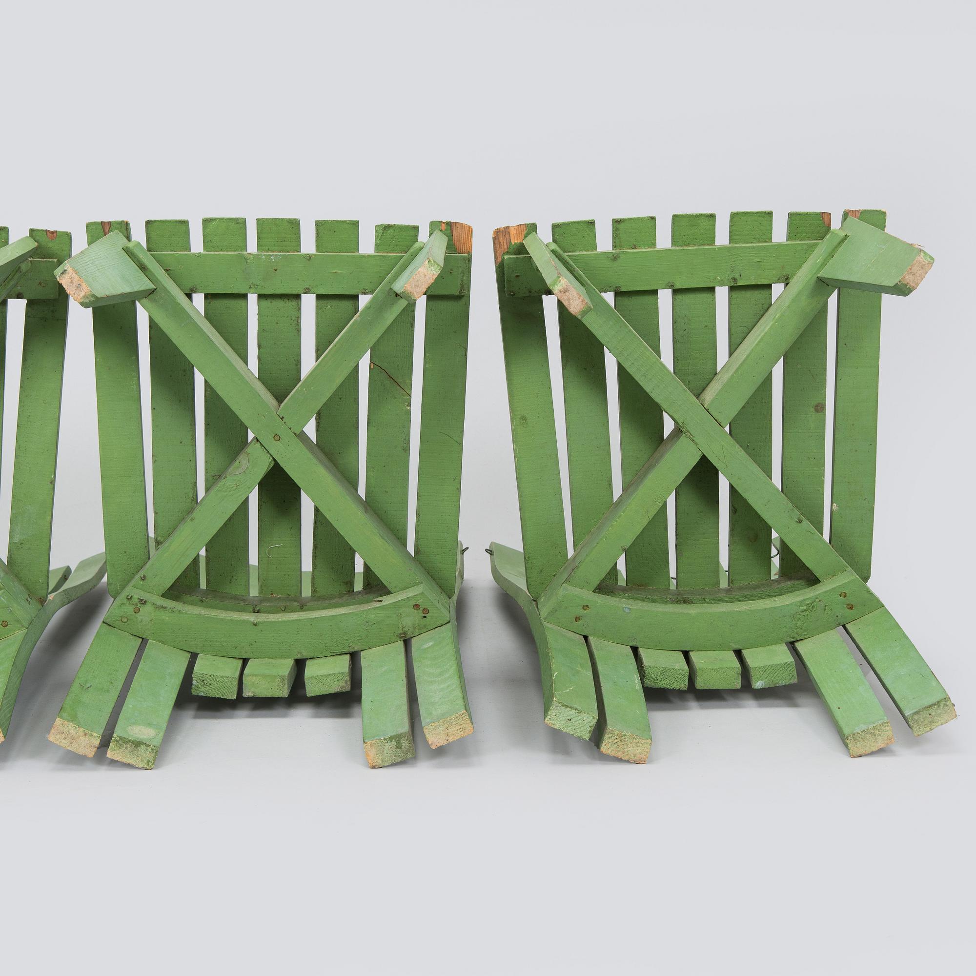 Alvar & Aino Aalto, Four early 1950s 'Aurinko' (Sun-serial) garden chairs, model 910  for O.Y. Huonekalu- ja Rakennustyötehdas A.B.