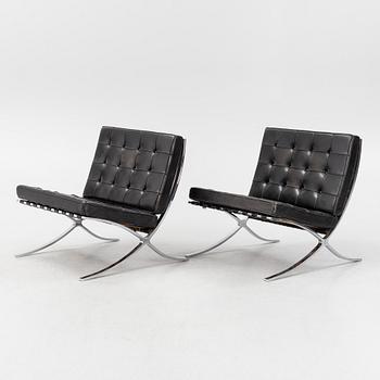 Ludwig Mies van der Rohe, a pair 'Barcelona' chairs for Knoll International, 1960's.