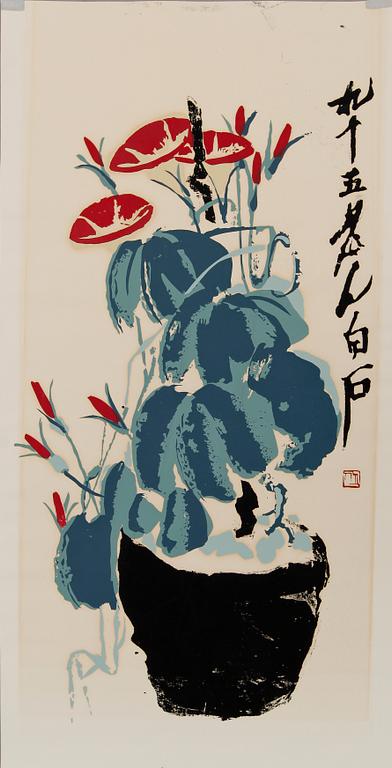 QI BAISHI (CHI PAI-SHIH), serigrafi, signerad i trycket.