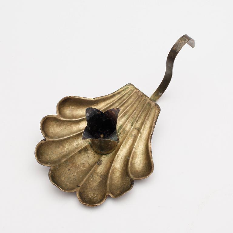 LJUSPLÅT, mässing, John F. Hellström, Nyköping, 1895.