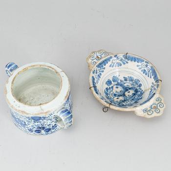 A Dutch suger bowl and kovsch, 18th Century.