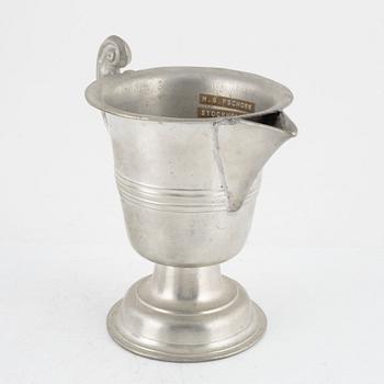 A pewter water-jug, mark of Henning Gustaf Pschorn, Stockholm 1731.