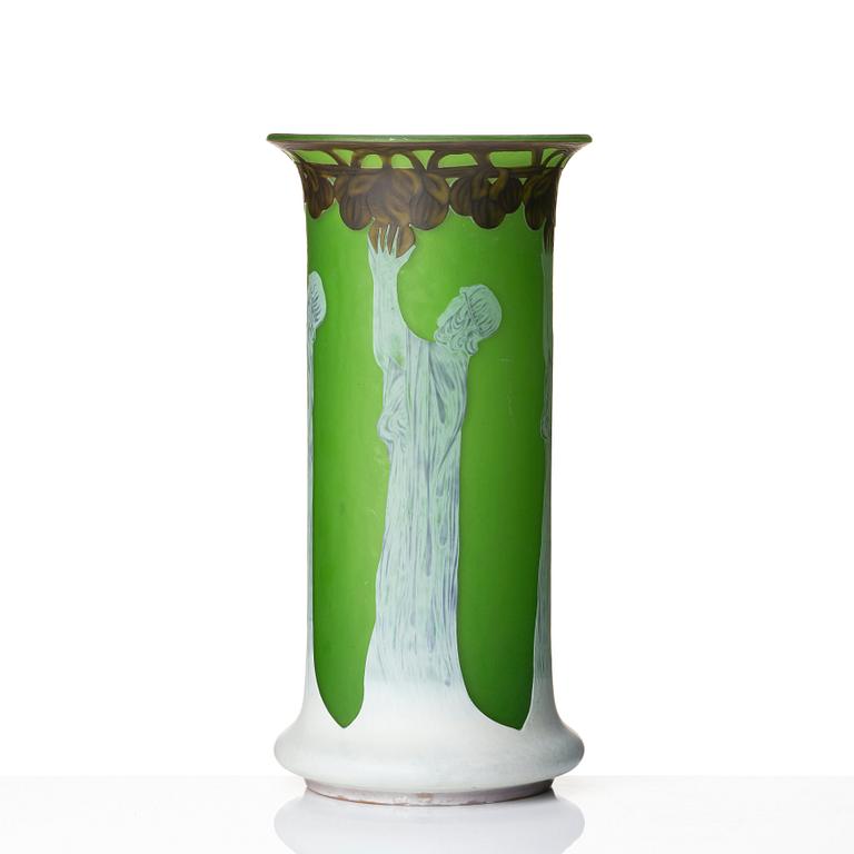 Alf Wallander, an important and unique Art Nouveau cameo glass vase, Reijmyre Sweden for the 'Baltic Exhibition in Malmö' 1914.