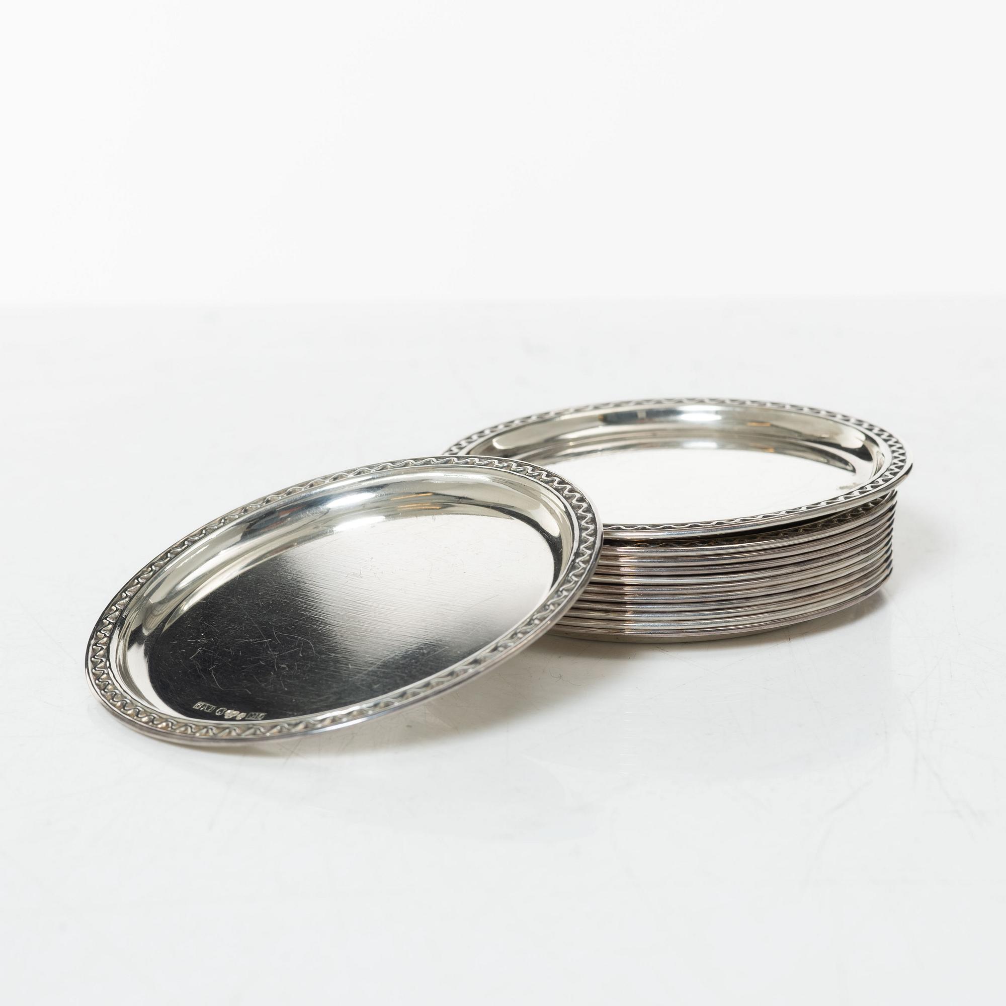 Coasters, 12 st, silver, GAB, Stockholm 1962-1962.