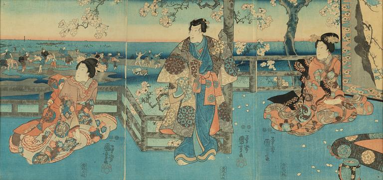 UTAGAWA KUNIYOSHI (1797/98-1861), a colour woodblock triptych, Japan, 19th century.