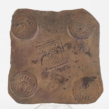 A Swedish platecoin 1/2 daler, 1715.