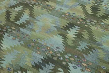 Barbro Nilsson, a 'Tånga blå',  tapestry weave carpet, c. 345 x 277 cm, signed AB MMF BN.