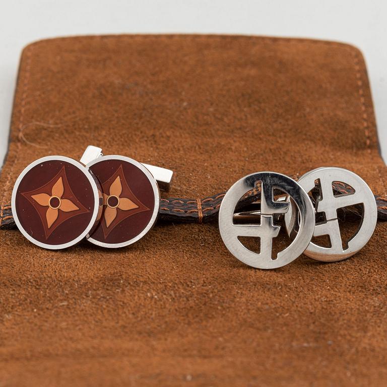Louis Vuitton and Giorgio Armani, two pairs of cufflinks.
