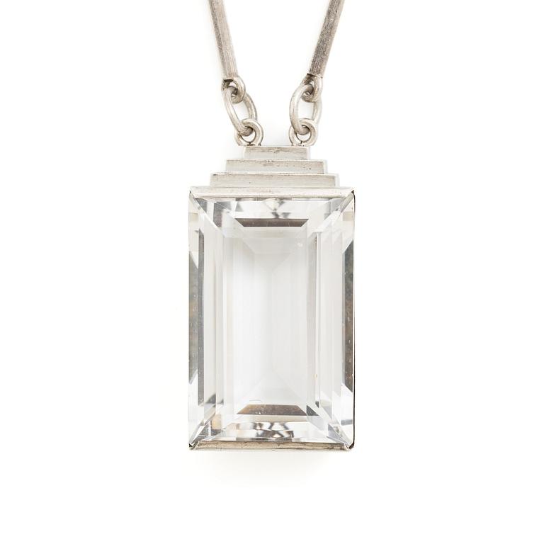Wiwen Nilsson, a necklace, silver with rock crystal, Lund 1942.
