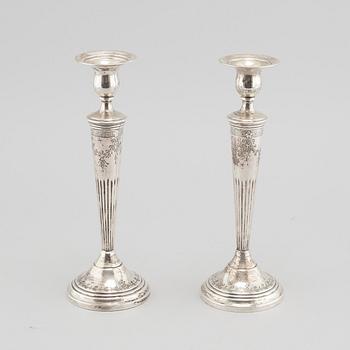 A pair of silver candlesticks, first half of the 20th century.