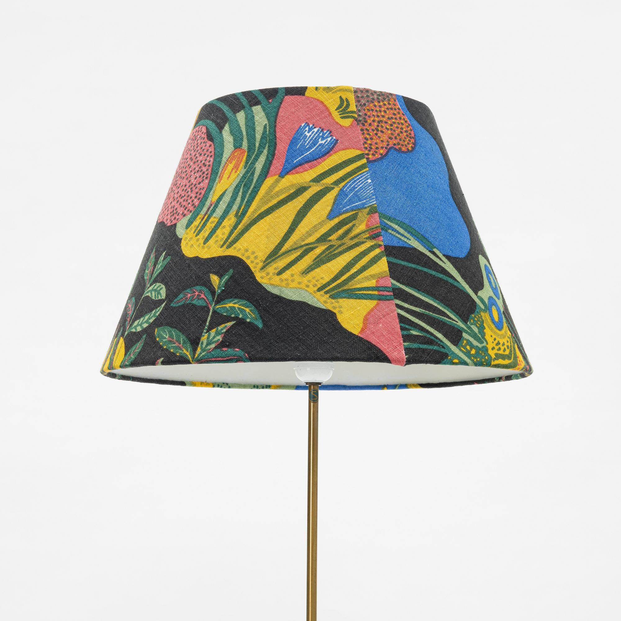 A beech and brass model 'G-34' floor light, Bergbom.