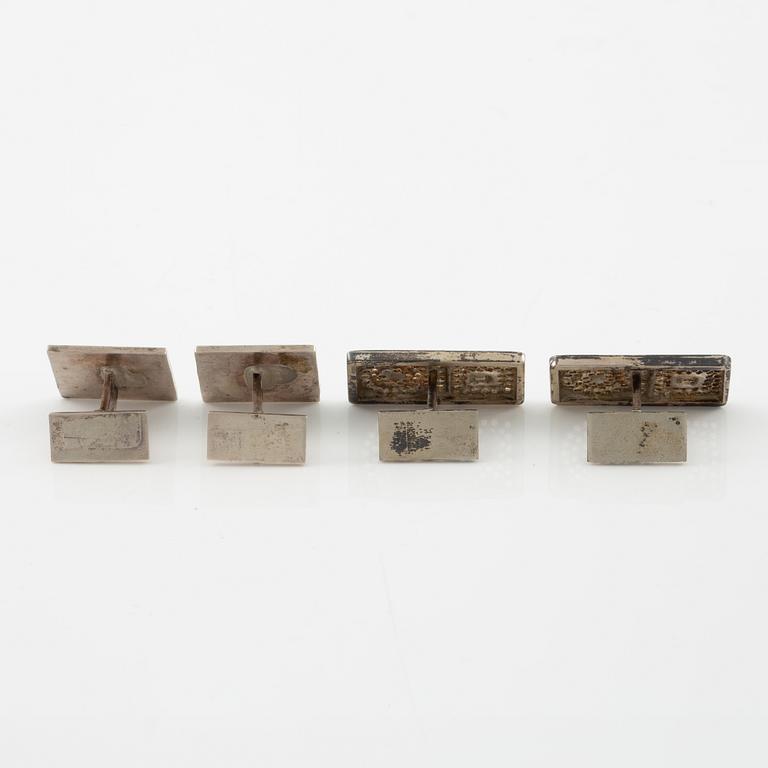 Lars Arby, fyra par manschettknappar, sterlingsilver, Göteborg 1966. 1967 och 1976.