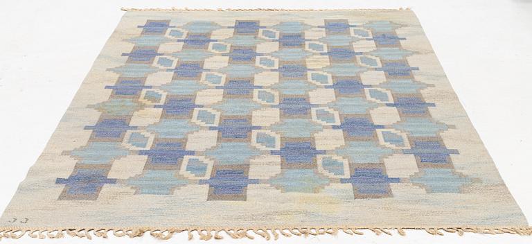Judith Johansson, a carpet. 'Campanula' flat weave c 265 x 190 cm, signed JJ.