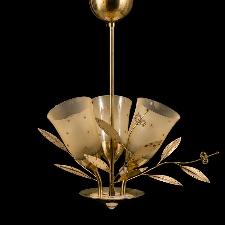 A mid-20th Century brass ceiling light, Itsu, Finland.