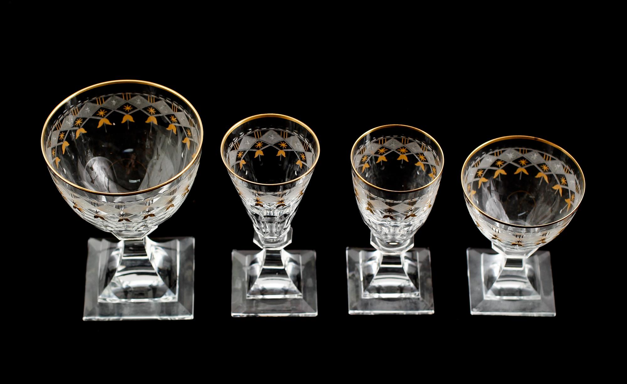 GLASSERVIS, 16 delar, "Odelberg", Kosta, 1900-tal.