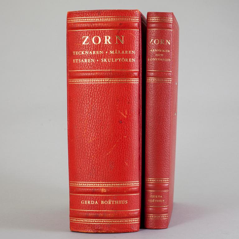 GERDA BOËTHIUS, 2 vol, Zorn, tecknaren, målaren, etsaren, skulptören, resp Zorn, människan och konstnären.