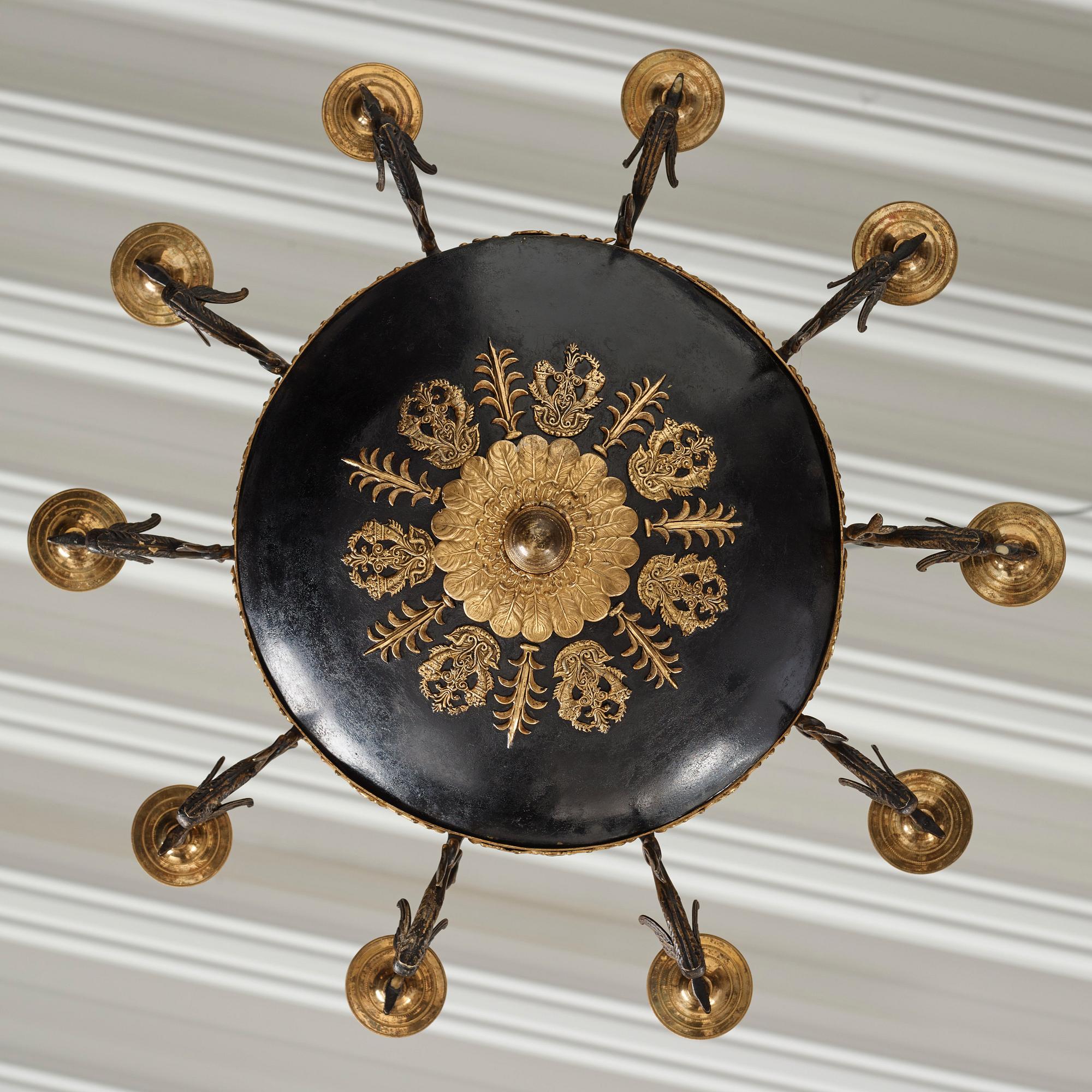 A presumably from Åbo Empire 19th century ten-light hanging lamp.