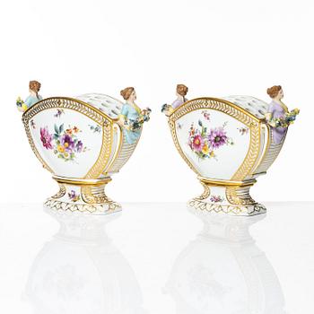 Royal Copenhagen, a pair of tulip vases, 'Saxon Flower', Denmark, 1894-1900. .