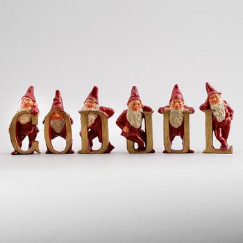 TOMTAR, 6 st, "GOD JUL", tidigt 1900-tal.