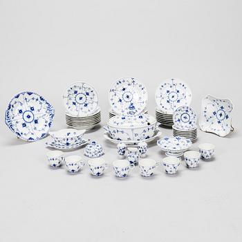 A 19-pc porcelain service, "Musselmalet", Royal Copenhagen, Denmark. Part 1889-1922, the rest 1967-84.