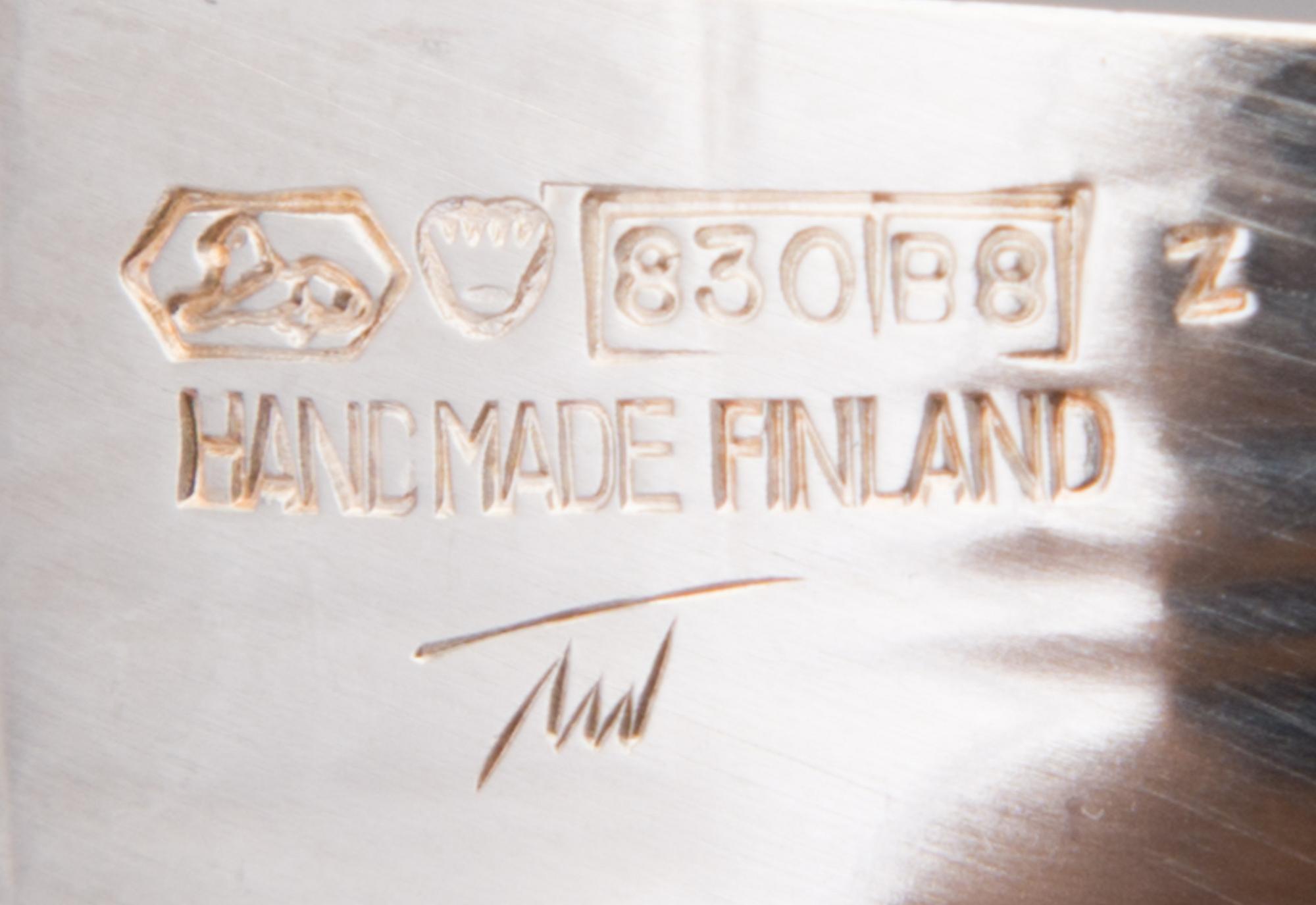 TAPIO WIRKKALA, KANNA OCH SEX BÄGARE. Sign. TW. Silver 925/830. Kultakeskus, Tavastehus 1972/79.