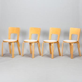 Alvar Aalto, stolar, 4 st, modell 66, Artek, 1900-talets slut.