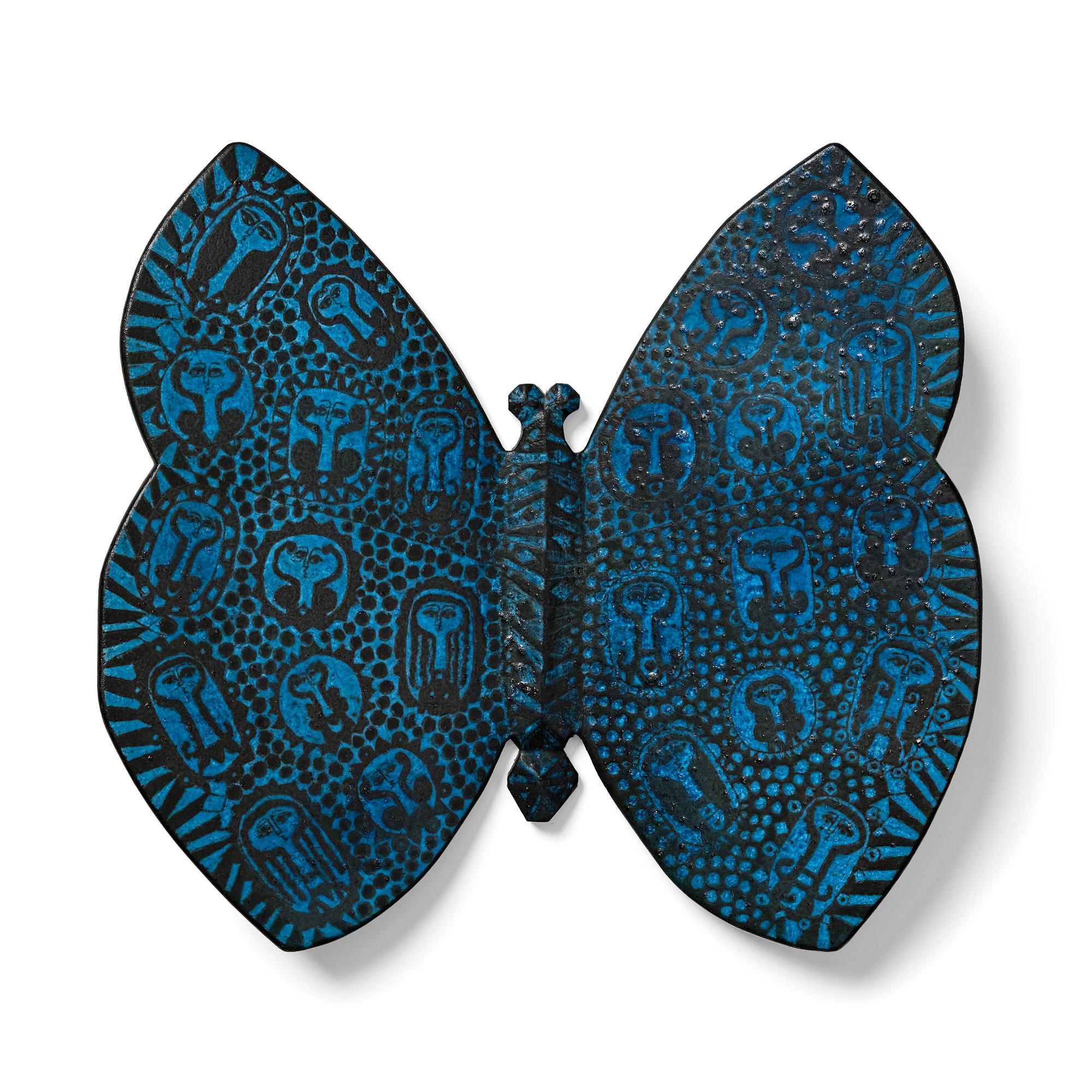 Birger Kaipiainen, a ceramic wall sculpture of a butterfly, Rörstrand, Sweden 1950s.