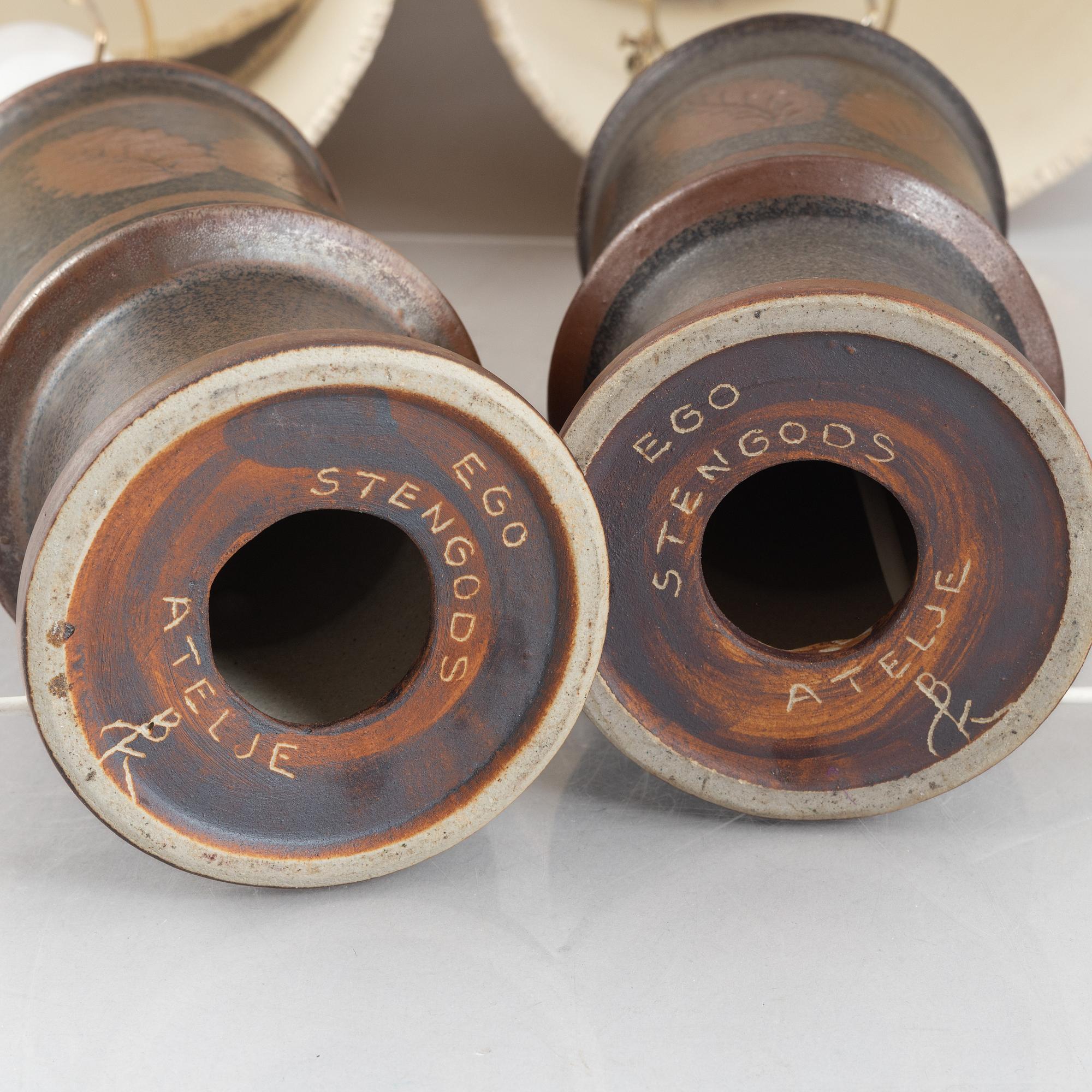 Table lamps a pair, Bruno Karlsson, Ego Stoneware Studio.