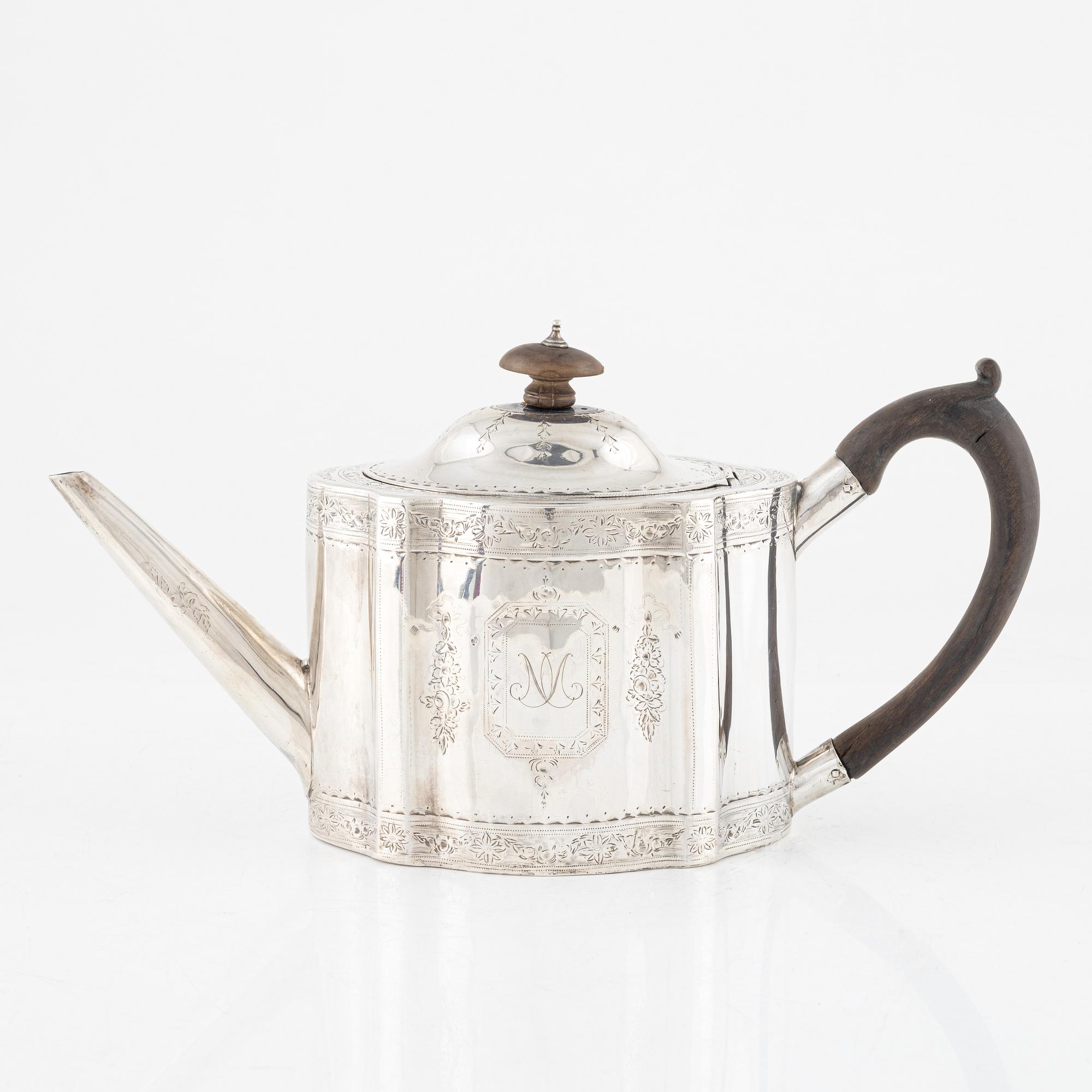 An English Silver Teapot, mark of Joshua Jackson, London 1788.