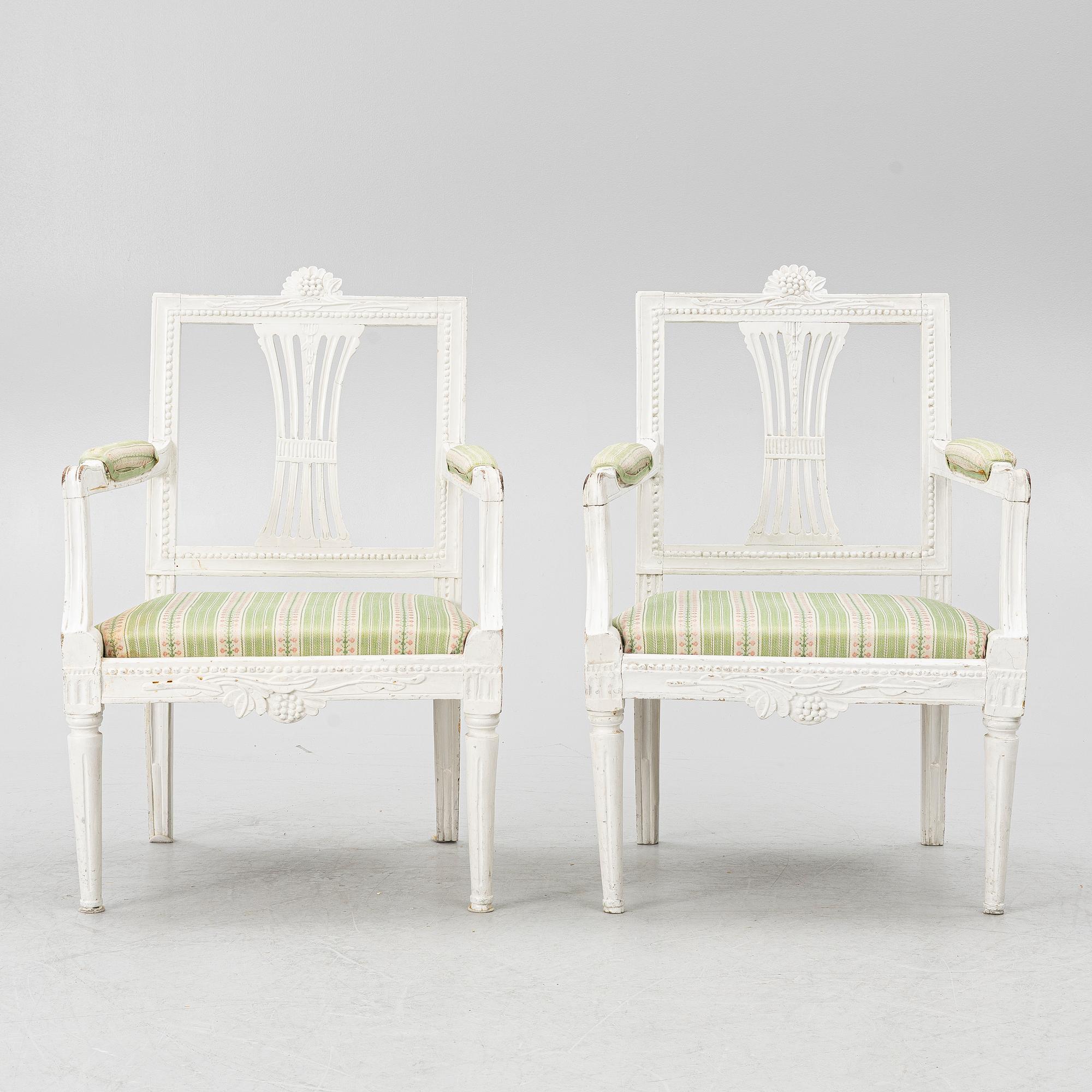 Armchairs, a pair, Gustavian, Lindome, 19th century.