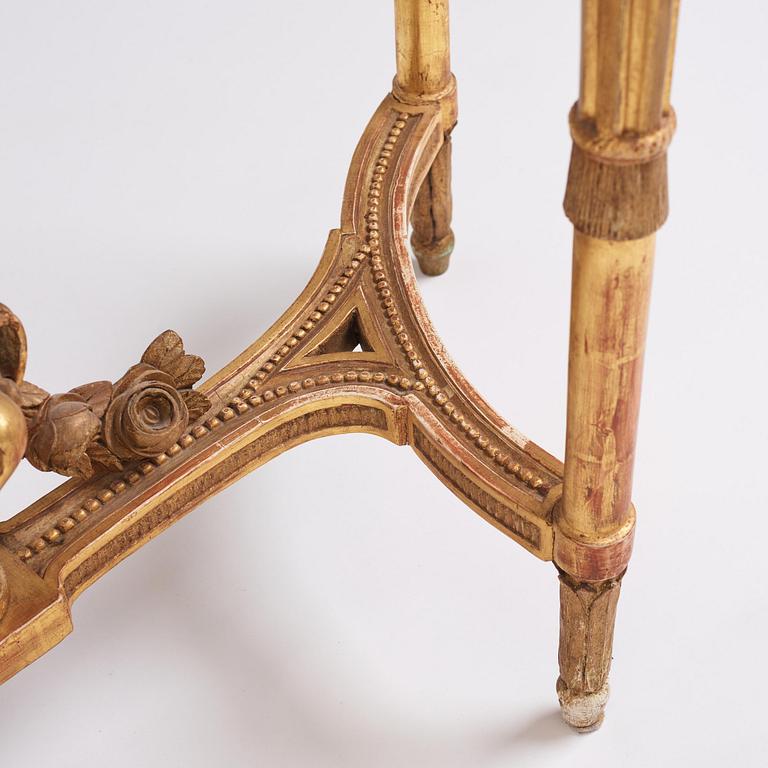 A Gustavian giltwood and marble console table, Stockholm, late 18th century.