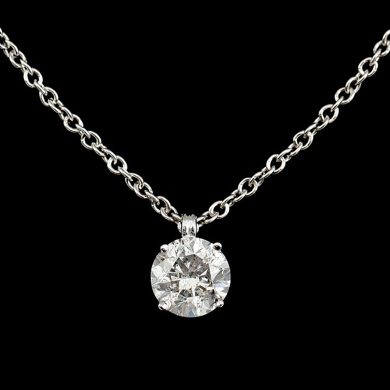 HÄNGE MED KEDJA, 18 k vitguld, briljantslipad diamant ca 1.73 ct.