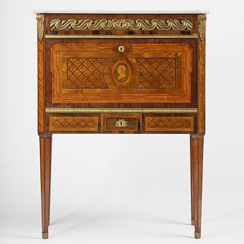 A Gustavian 18th century secretaire by Gottlieb Iwersson, master 1778, not signed.