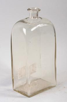 BRÄNNVINSFLASKA, glas, 1800-tal.