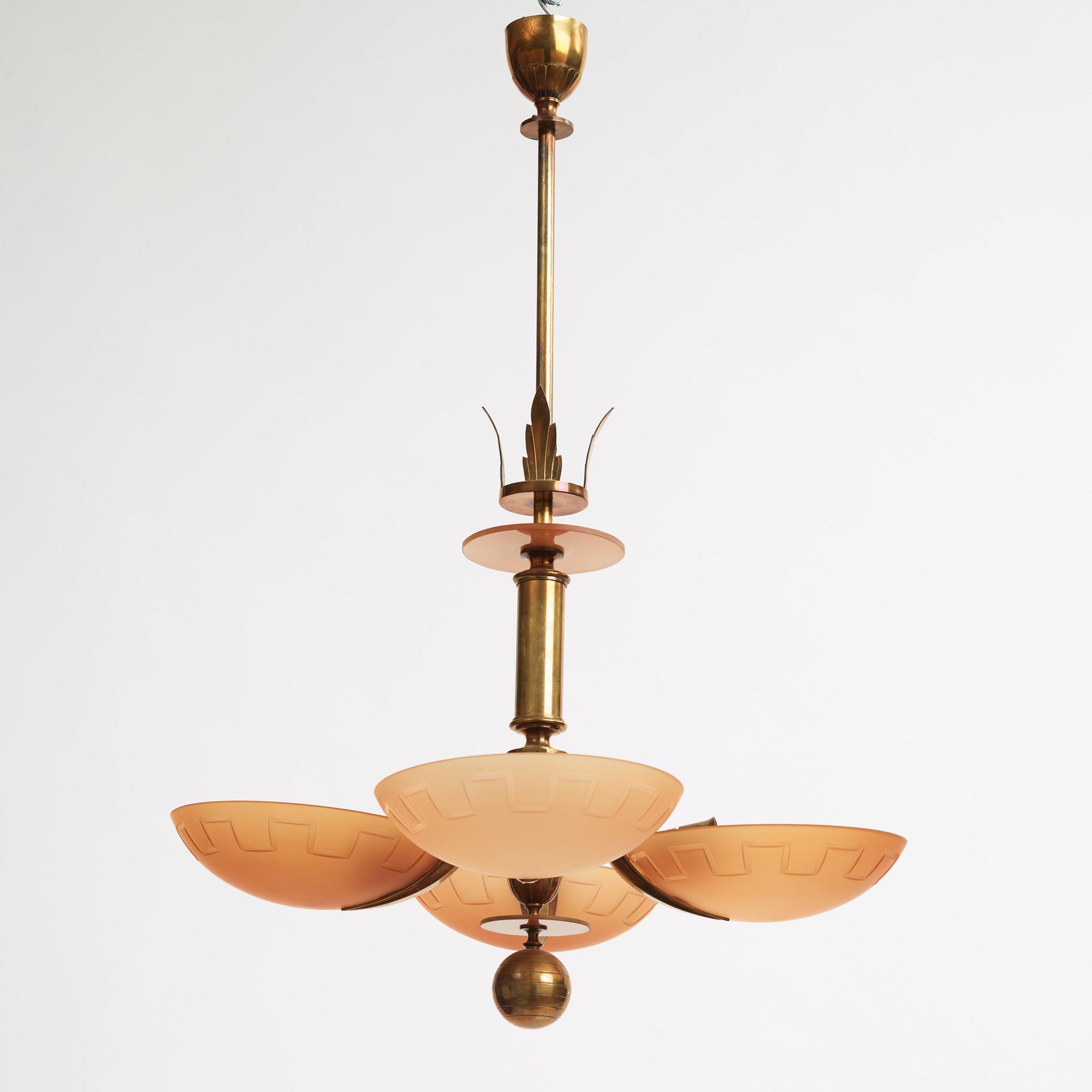 Harald Notini, chandelier, model "10034", Arvid Böhlmarks Lamp Factory, 1930s.