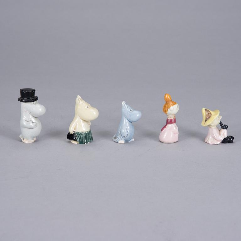 FIGURIINEJA 5 kpl, "Muumeja" Signe Hammarsten-Jansson, 1950-luku.