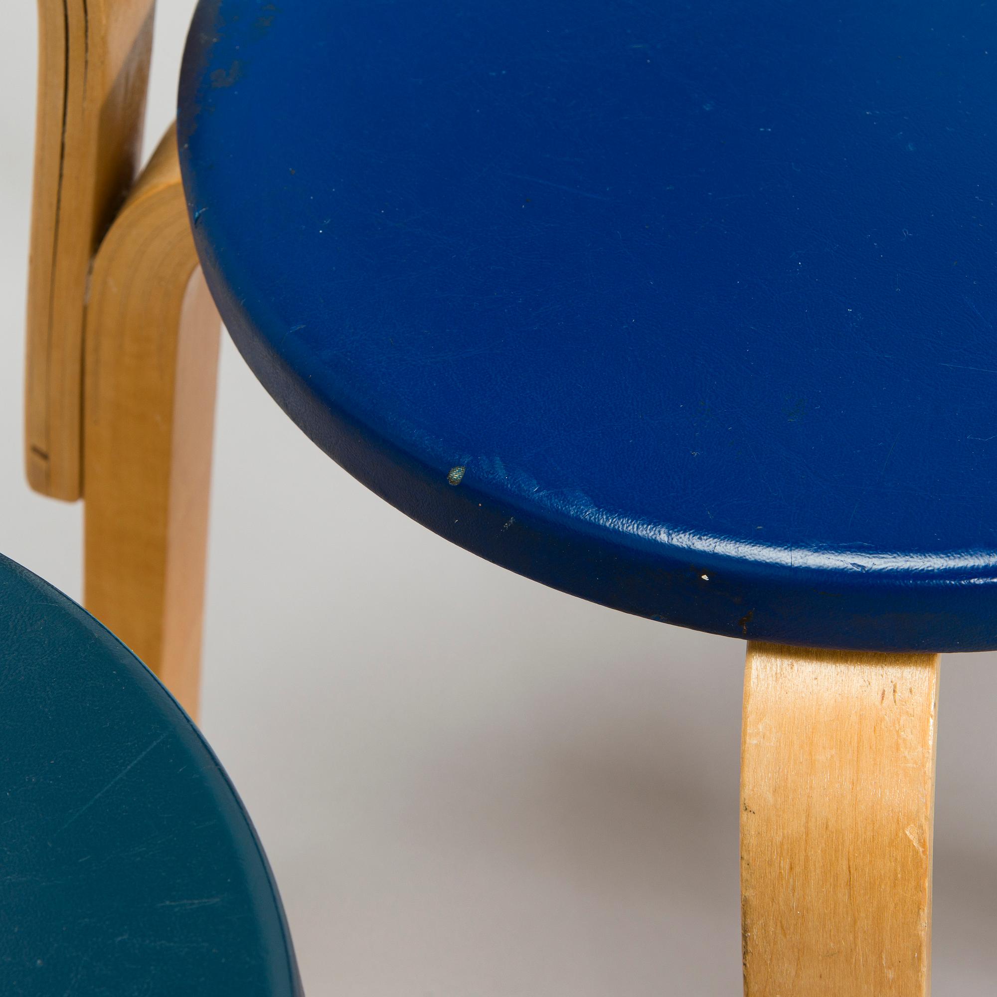 Alvar Aalto, a set of three 1960s '68' chairs for Artek.
