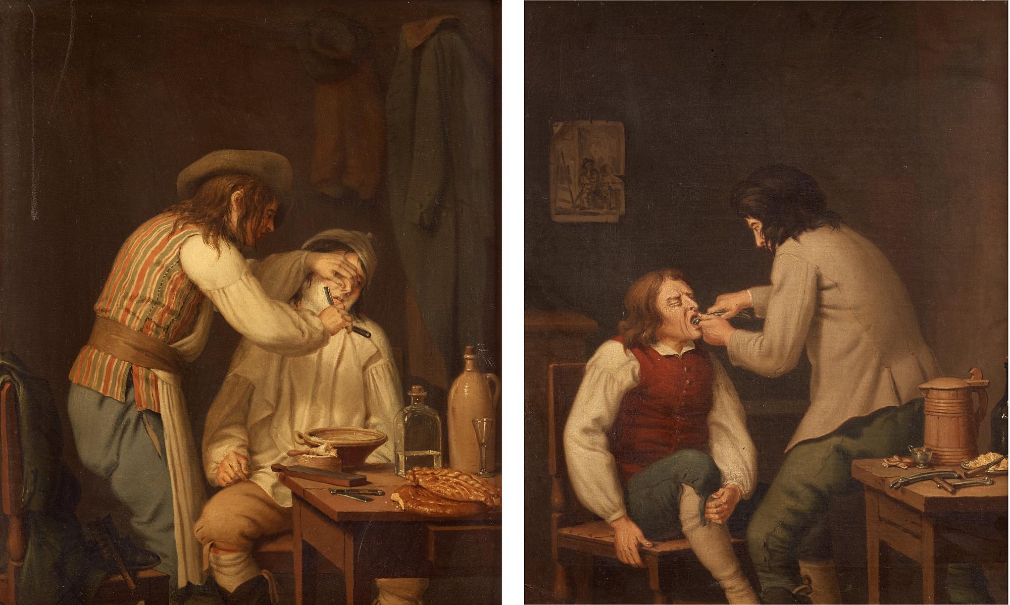 Pehr Hilleström, A man who gets shaved & A man pulls out a tooth of another (2).