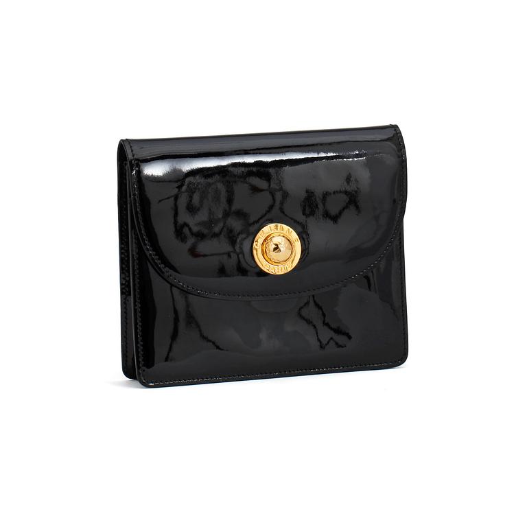 CÉLINE, a black patent leather bag.