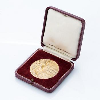 Guldmedalj, Olympiska Spelen London 1948, förgyllt silver, John Pinches Ltd, London.