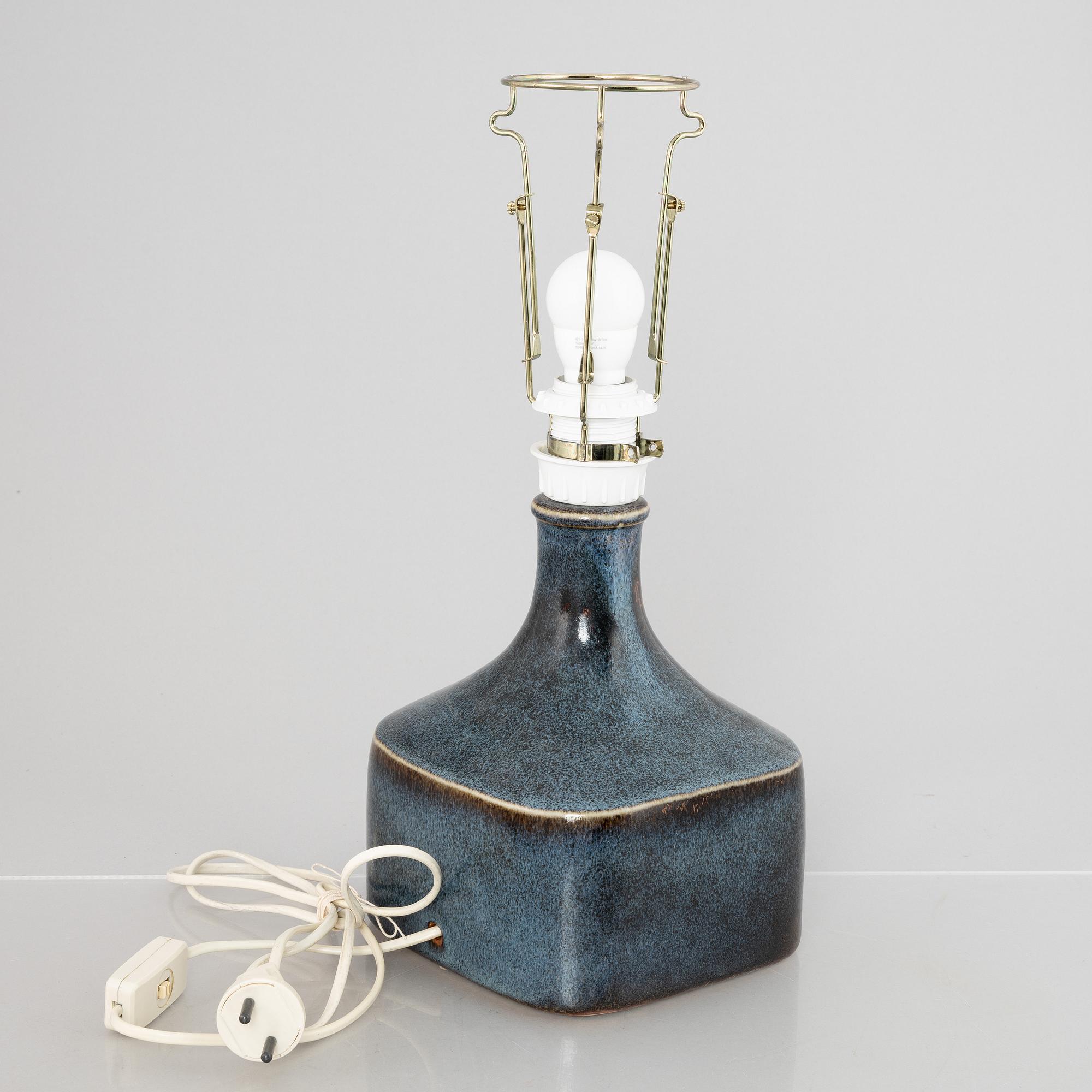 Stig Lindberg, a stoneware table lamp, Gustavsberg Studio 1979.