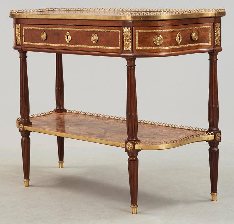 A Louis XVI late 18th century console desserte by F. Schey, master in Paris 1777.