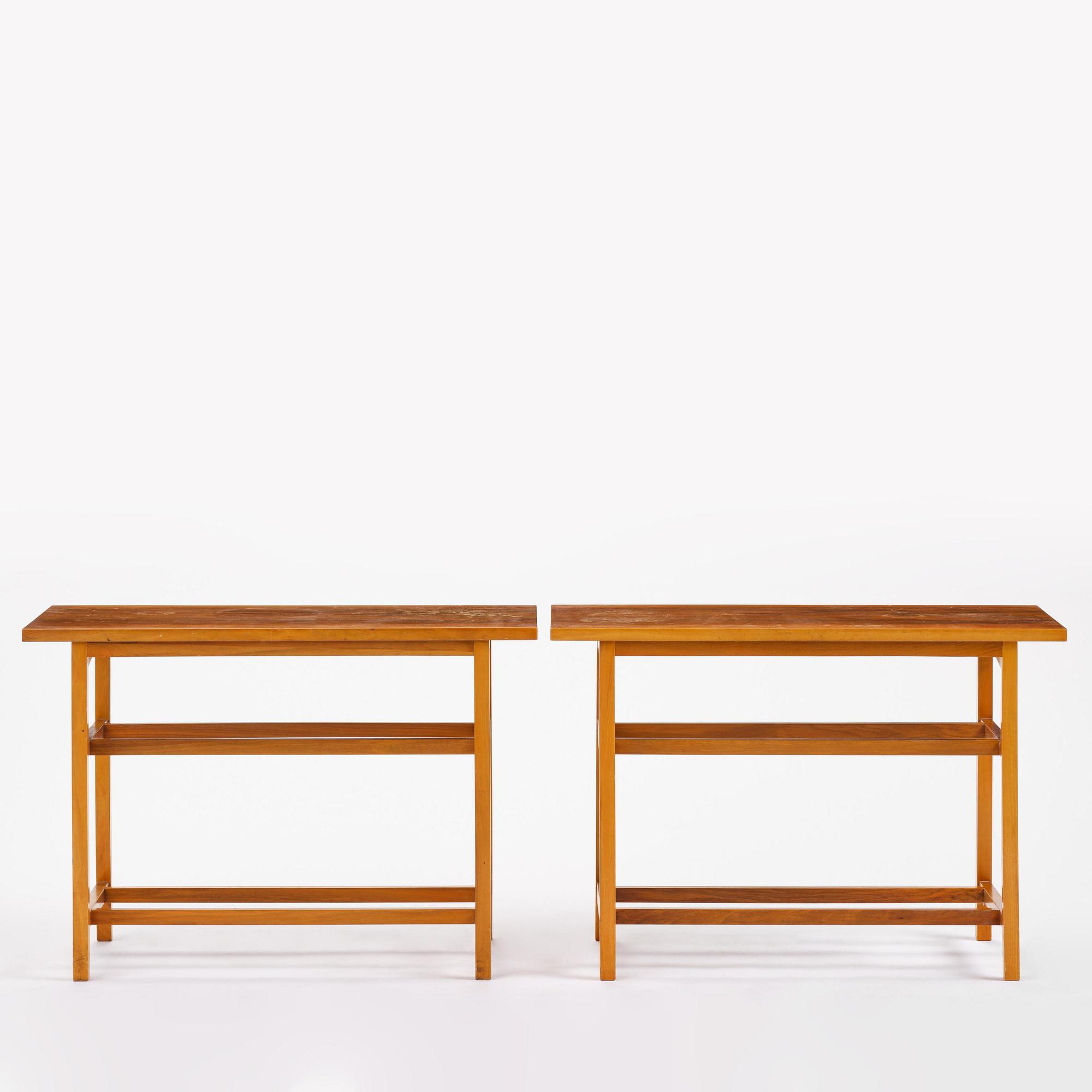 Josef Frank, a pair of side tables, model B 2184, Firma Svenskt Tenn, Sweden, mid-20th century.