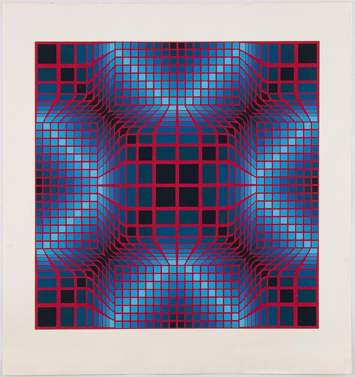 Victor Vasarely, silkscreen in colours, 2, unsigned.