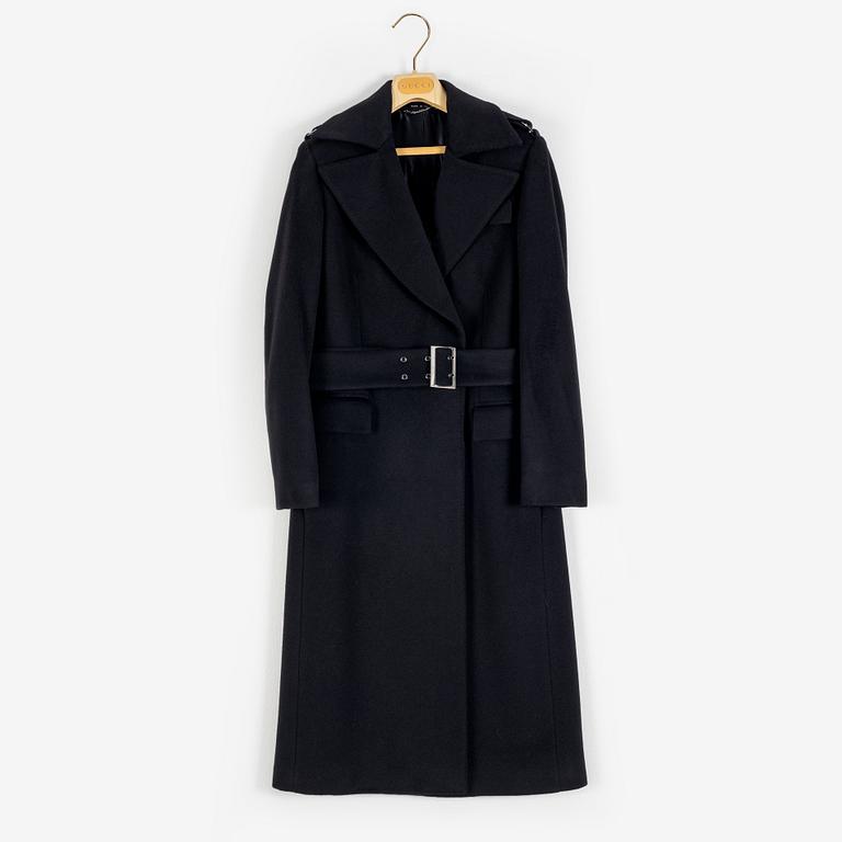 Gucci, a black wool and cashmere mix coat, 2001, Italian size 38.