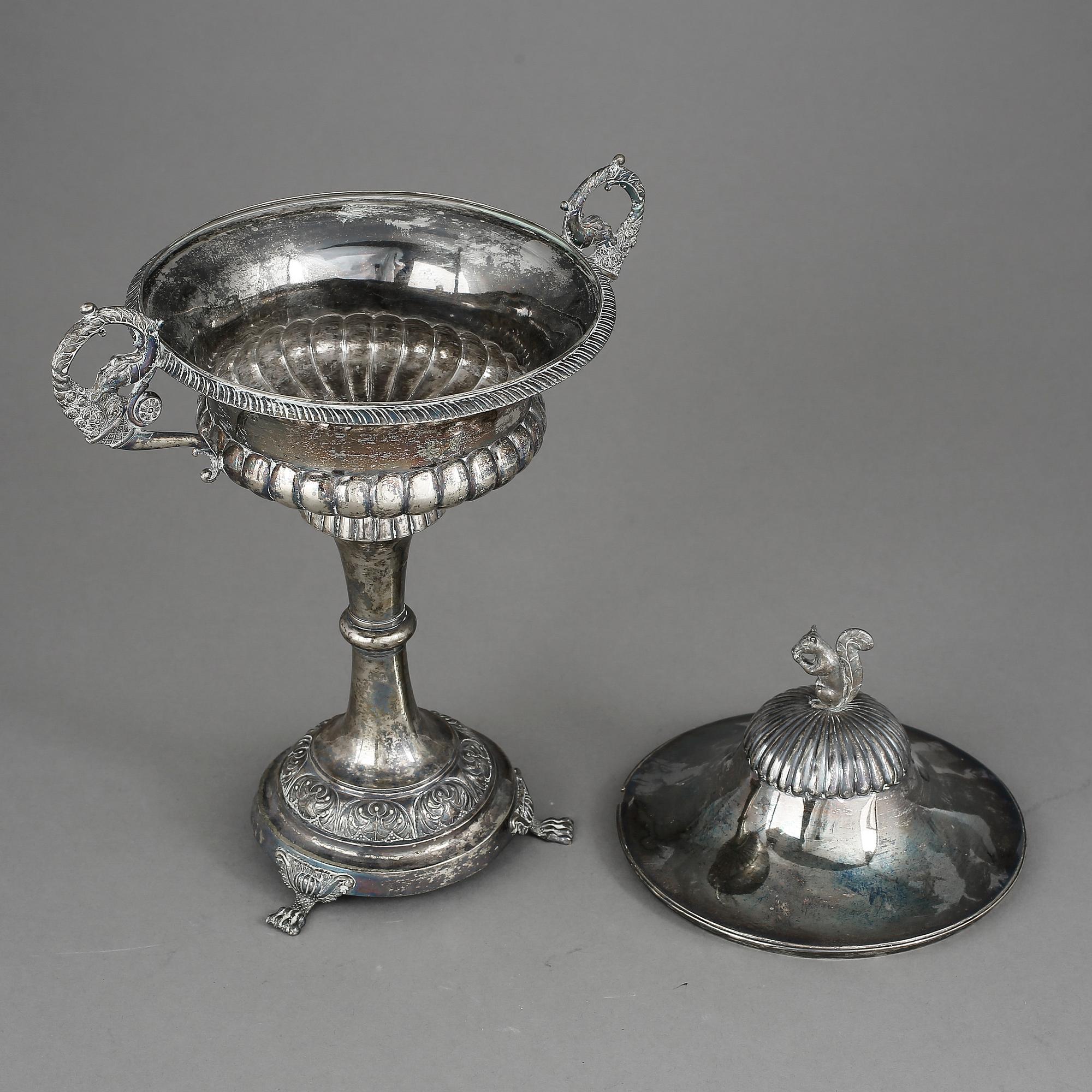 SOCKERSKÅL, silver, empire, Olof Pehr Hallberg, Kalmar, 1837. Vikt 750 gram.