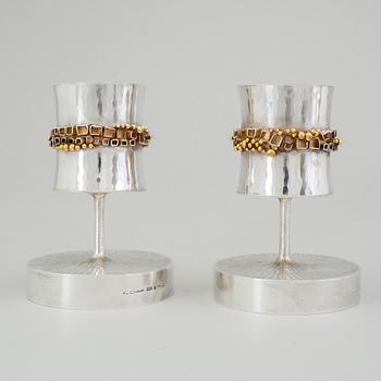 A pair of Karlheinz Sauer silver candlesticks, Västerås, Sweden 1972.